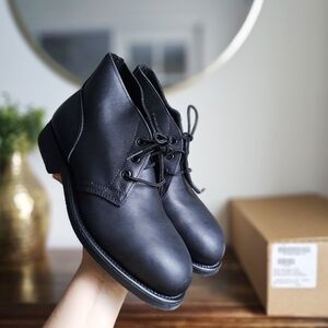 Vintage 1994 U.S. Military Steel Toe Chukka Boots Black Leather Men 6.5 Wide NOS